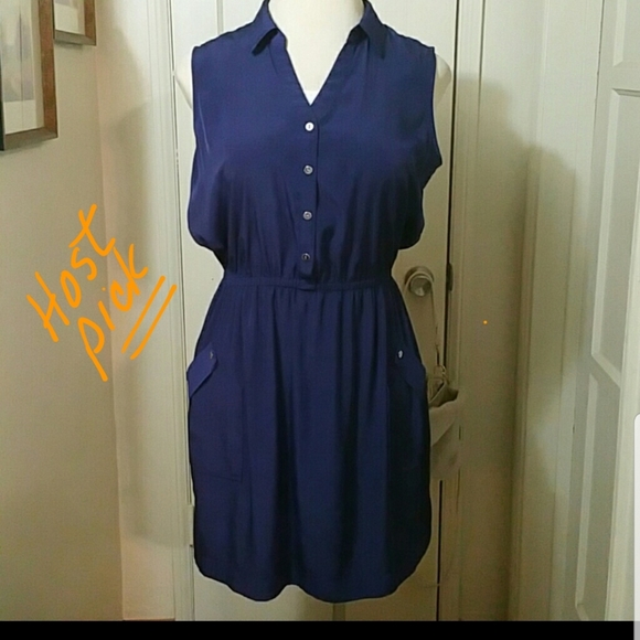 Alfani Dresses & Skirts - ALFANI blue elastic waist button dress